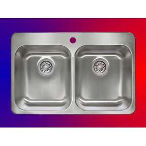   18 Gauge Overmount Double Bowl Kitchen Sink 31 1/2