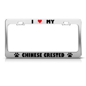  Chinese Crested Paw Love Heart Dog license plate frame 