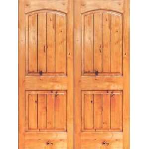Interior Door Knotty Alder Two Panel Arch V Groove Pair (Single also 