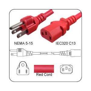   Plug to IEC 60320 C13 Connector 15 Feet 15a/125v 14/3 SJT Red Home