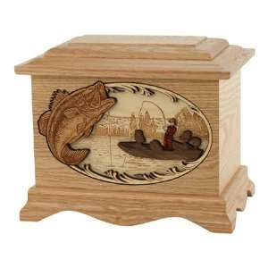    Fishing 3D Inlay Hardwood Urn for Ashes Patio, Lawn & Garden