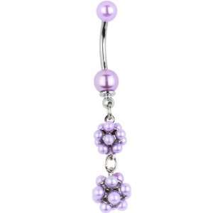  Purple Duality Dapper Drop Faux Pearl Belly Ring Jewelry