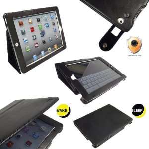iGadgitz Portfolio Black Genuine Leather Case Cover for Apple iPad 2 