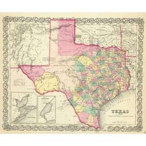  STATE OF TEXAS (TX) BY J.H. COLTON 1856 MAP