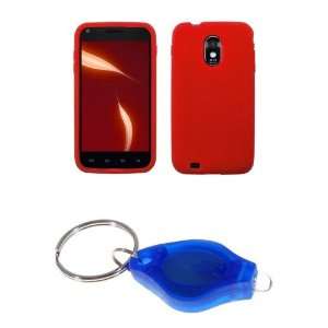  Premium Red Silicone Soft Skin Case Cover + Atom LED Keychain Light 