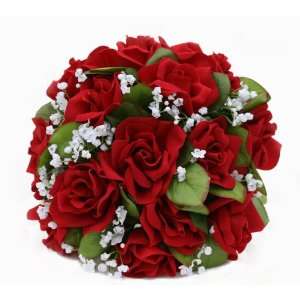    Red Silk Rose Nosegay   Bridal Wedding Bouquet 
