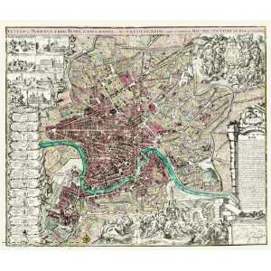  ROME ITALY PANORAMIC MAP CIRCA 1745