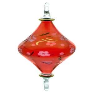  Hand made Glass Ornament   Red   X830   package of 6 ornaments 