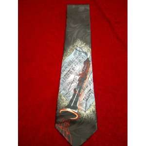  Black Neck Tie with Clarinet in Red 