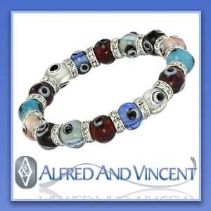  Evil Eye Murano Glass Bead Turkish Charm Stretch Bracelet 