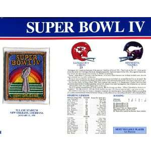  Super Bowl 4 Patch and Game Details Card   Sports 