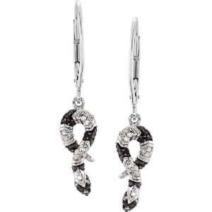 68740 Silver 1/6 Ct Tw/Pair Genuine Black And Diamond Snake Earrings