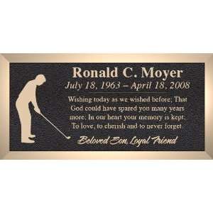  Golfer Man   Cast Bronze Memorial Grave Marker   4 Sizes 