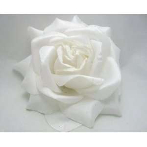  NEW Large White Rose Hair Flower Clip and Pony Tail Holder 