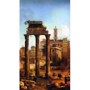   painting name Rome Ruins of the Forum, By Canaletto 