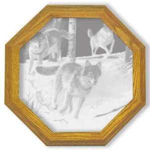  Pack Attack Wolf Etched Glass Octagon Mirror