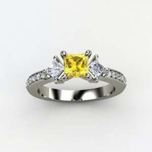   Yellow Vs2 Natural Princess Cut Certified Diamond Engagement Ring