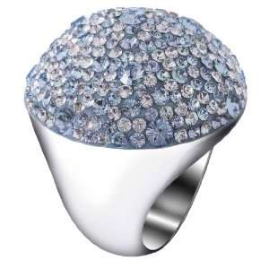 Mushroom Ring, aquamarine/rhodium plated Crystal Evolution by Bella 