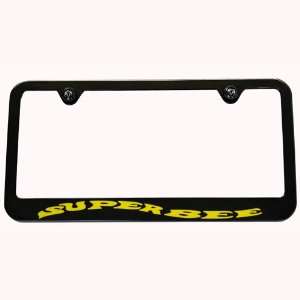  Dodge Charger Super Bee Black License Plate Frame Yellow 