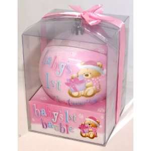  Babys 1st Christmas Bauble   Pink Baby