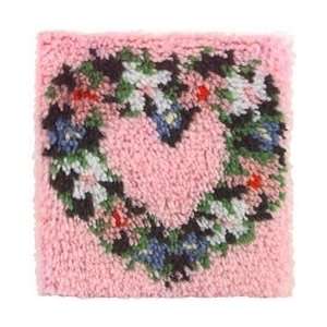 Caron Natura Latch Hook Kit 12X12 Heart Wreath P435; 2 Items/Order 
