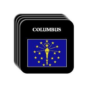 US State Flag   COLUMBUS, Indiana (IN) Set of 4 Mini Mousepad Coasters