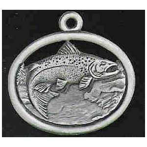  Salmon Pewter Fan Pull with 6 inch Chain