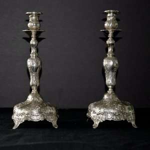  Shabbat Silver Candlesticks German Rococco C. 1900 