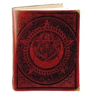 Leather Blank Book Celtic Pentagram Design in Ox Blood Color