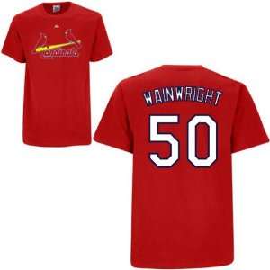 Mens St. Louis Cardinals #50 Adam Wainwright Name and Number Tshirt 