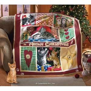  Christmas Cat Themed Fleece Throw Blanket By Collections 