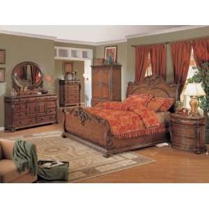  RC8000Q Rockport Queen Carved Sleigh Bed in Cherry