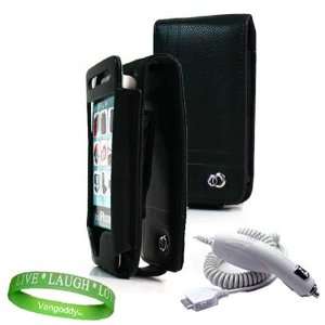 iPhone 4 leather Case Accessories Kit BLACK Melrose Leather Flip Case 