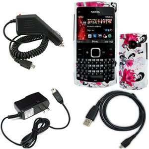 iNcido Brand Nokia X2 01 Combo Red Flower on White Protective Case 