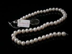 w27921, 17 inch White Pearl Necklace, 9 mm Round Pearls  