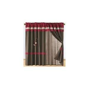   Burgundy and Coffee Curtain Set Valance/Sheer/Tassels