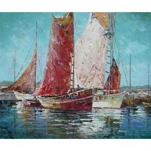 Fishing Boats Oil Painting on Canvas Hand Made Replica Finest Quality 