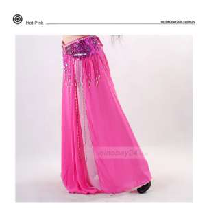   Novelty Single color Chiffon Open Belly Dance Skirt Without Belt