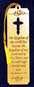 Wood Scripture Bookmark   Revelat 1115b w/Leaf Cross  