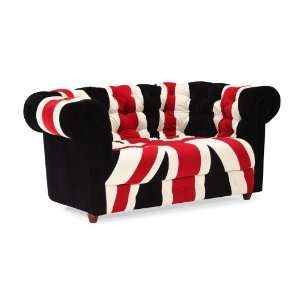    Zuo Union Jack Love Seat, Red/White and Black