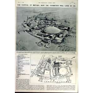   1949 FESTIVAL EXHIBITION BRITAIN PLAN BUILDING LONDON
