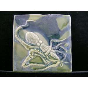  Handcrafted Octopus Ceramic Accent Tile by Chris Moench 