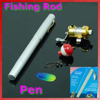 Mini Portable Pocket Pen Shape Alloy Fishing Fish Rod Pole Reel With 