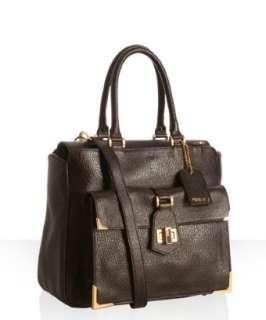 Fendi brown dimpled leather Classic No. 3 top handle bag   