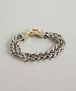 David Yurman silver and gold double wheat chain bracelet   up 