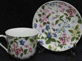 This is a new KENT POTTERY large teacup and saucer set in the DOG ROSE 