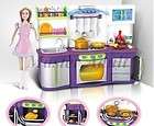 Modern Kitchen for Barbie Stove,Oven,Basin,Range Hood w/ Light Sound 