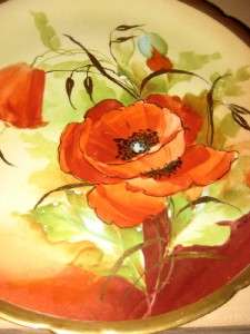 POUYAT LIMOGES ANTIQUE SIGNED HANDPAINTED POPPY PLATE  