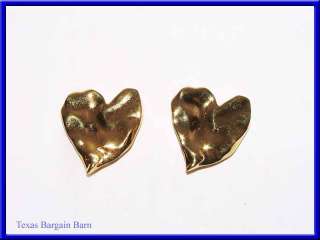 CINER CLIP ON EARRINGS ~ Gold tone Costume Jewelry   Leaf/Nugget Look 