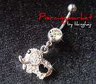 14g Elephant Belly Button Navel Rings Ring Bar Body Piercing Crystal 